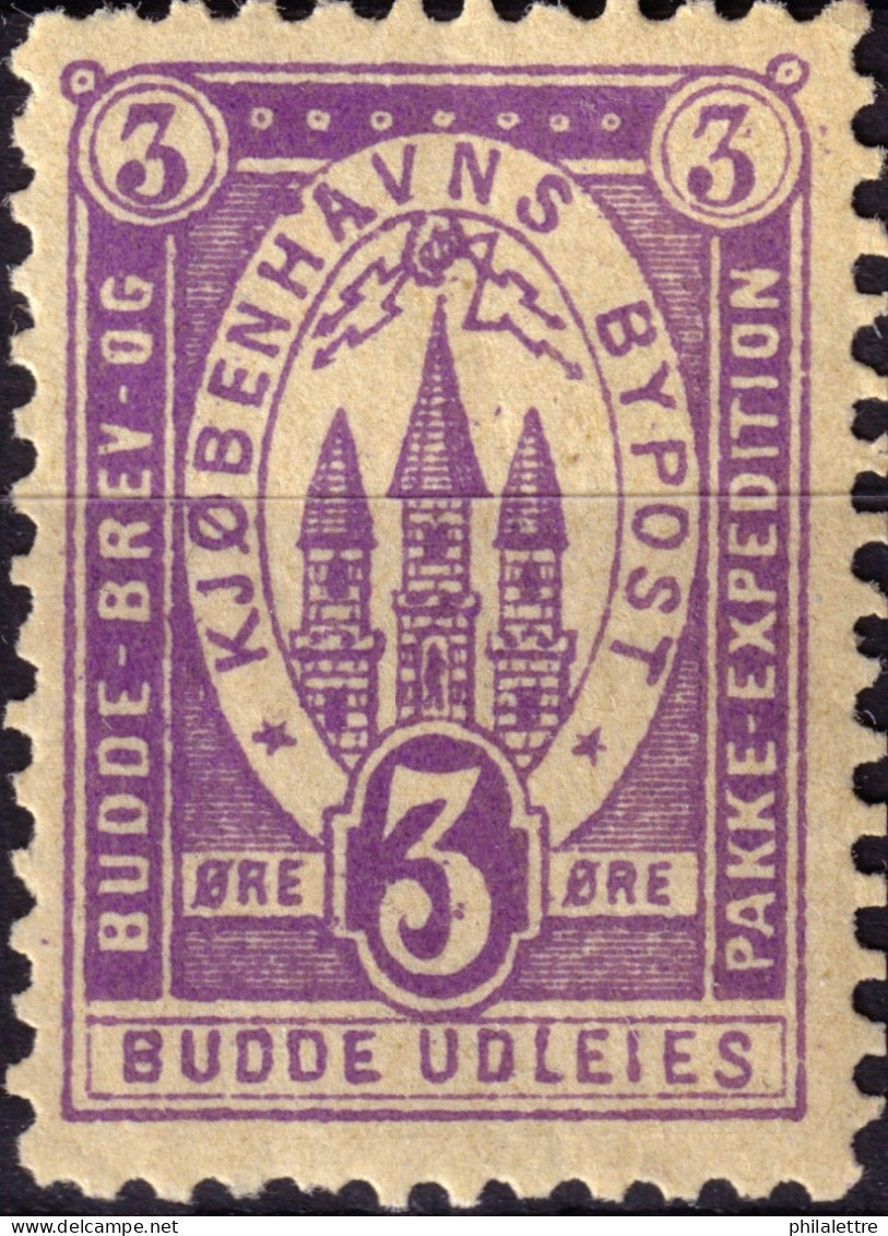 DANEMARK / DENMARK - 1887 (22 Dec) - COPENHAGEN Lauritzen & Thaulow Local Post 3øre Violet - Mint* -b - Local Post Stamps