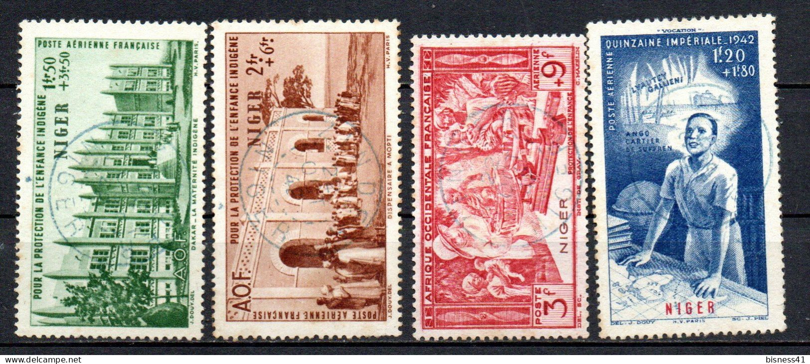 Col33  Colonie Niger PA N° 6 à 9 Oblitéré Cote : 24,00€ - Used Stamps