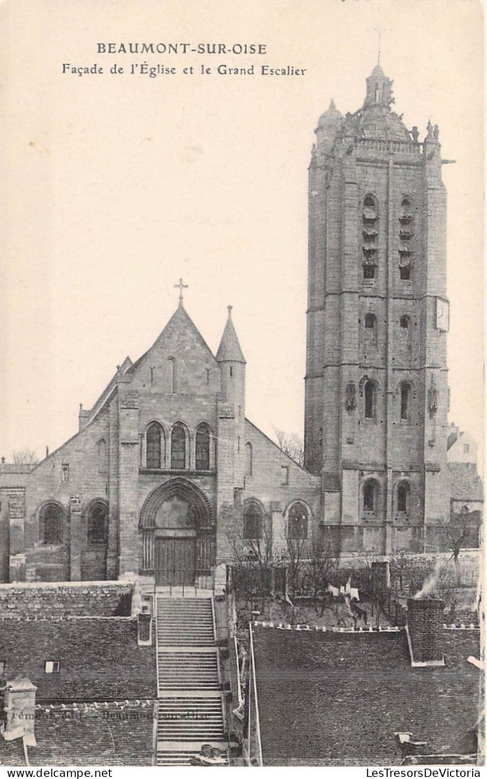 FRANCE - 95 - Beaumont-sur-Oise - Façade De L'Eglise Et Le Grand Escalier - Carte Postale Ancienne - Beaumont Sur Oise