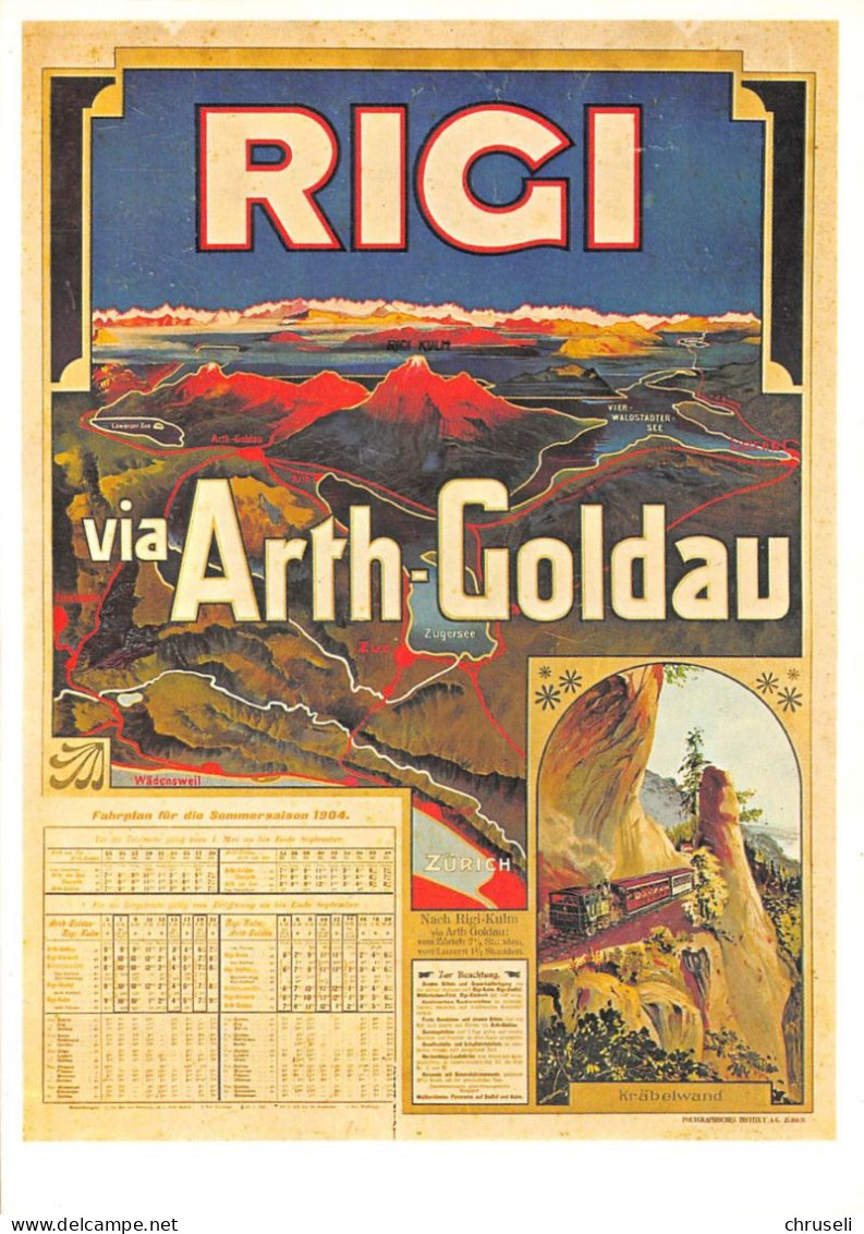 Rigi Arth Goldau Bahn WERBUNG Plakat - Plakatsammlung Kunstgewerbeausstellung Zürich - Arth