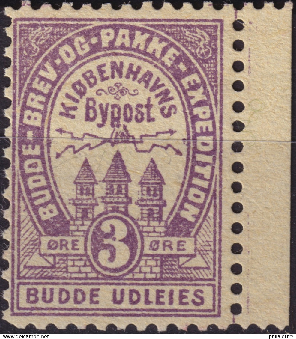 DANEMARK / DENMARK - 1887 (2 Dec) - COPENHAGEN Lauritzen & Thaulow Local Post 3øre Violet - No Gum - Local Post Stamps