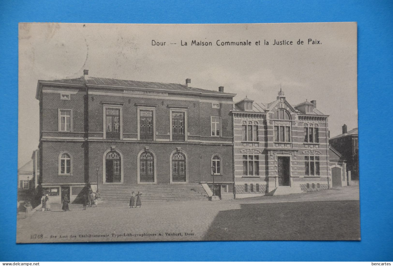 Dour 1907: La Maison Communale Et La Justice De Paix Animée - Dour