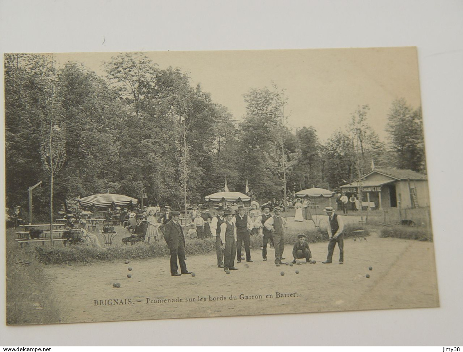 RHONE-BRIGNAIS-PROMENADE SUR LES BORDS DU GARRON EN BARRET -JEUX DE BOULES BUVETTE HENRI RAGINEL - Brignais