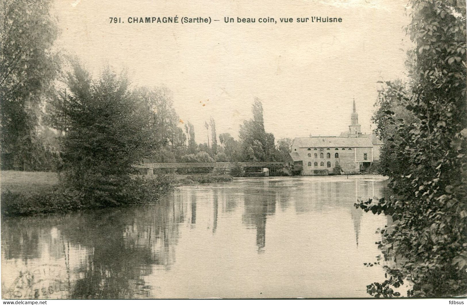 1932 Vieux Carte CHAMPAGNE - Circulée - Un Beau Coin Vue Sur L'Huisne -  Ed. Dolbeau - Brulon