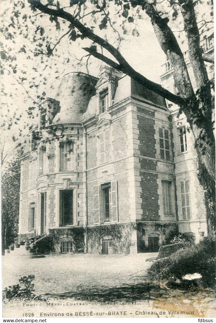 Vieux Carte BESSE SUR BRAYE - Circulée - Chateau De Villemont - Brulon