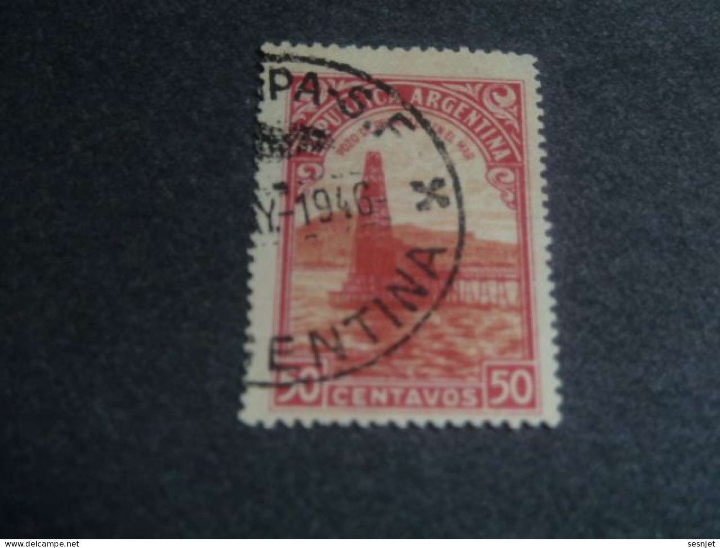 Republica Argentina - Productions Pétrole - 50 Centavos - Yt 379 - Rouge Et Orange - Oblitéré - Année 1935 - - Gebruikt