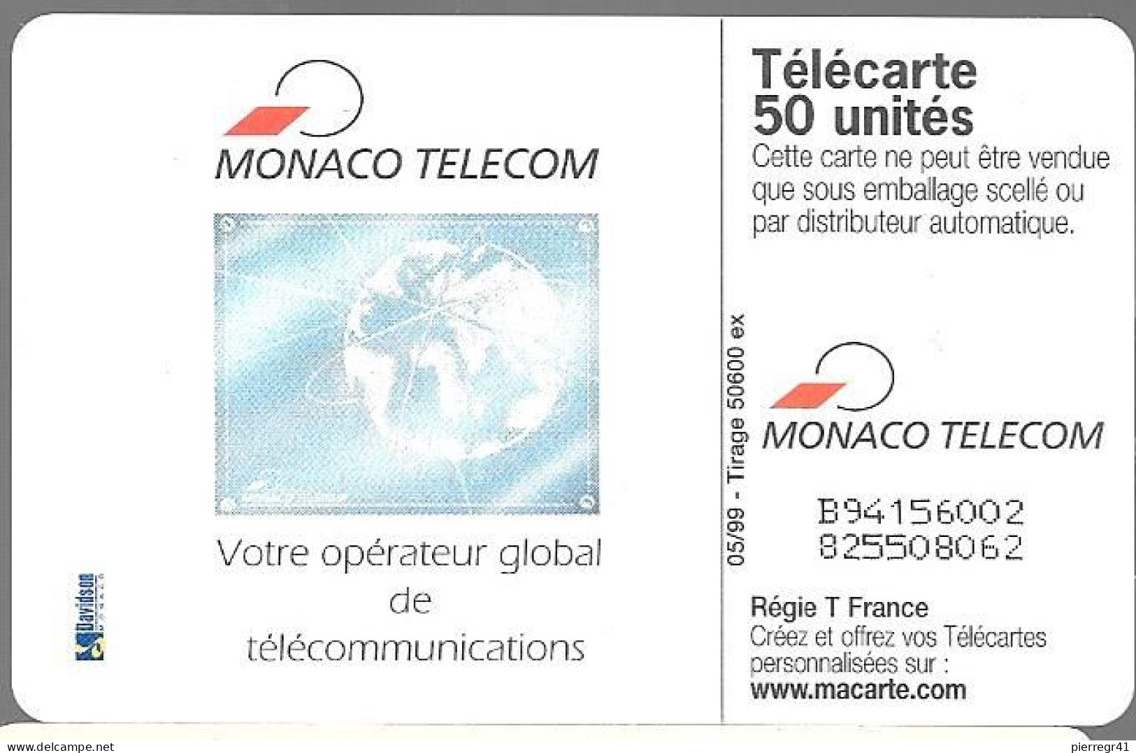 CARTE-PUBLIC-MONACO-50U-MF54-GEM A-05/99-JUBILE Du PRINCE De MONACO-V°N° Série 6002-UTILISE-TBE - Mónaco