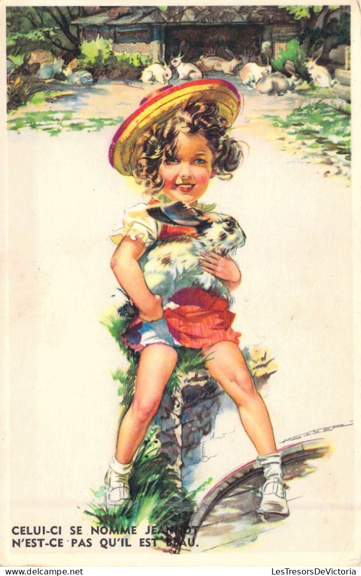 ENFANTS - Fille - Dessin D'enfant - Lapin - Celui-ci Se Nomme Jeannot - N'est-ce Pas Qu'il Est.. -Carte Postale Ancienne - Dessins D'enfants