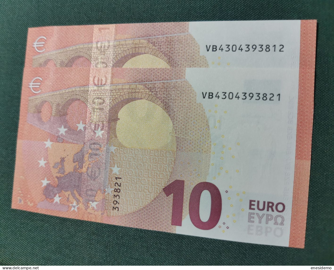 10 EURO SPAIN 2014 LAGARDE V011I6 VB CORRELATIVE PAIR RADAR 2 LAST POSITION SC FDS UNCIRCULATED  PERFECT - 10 Euro