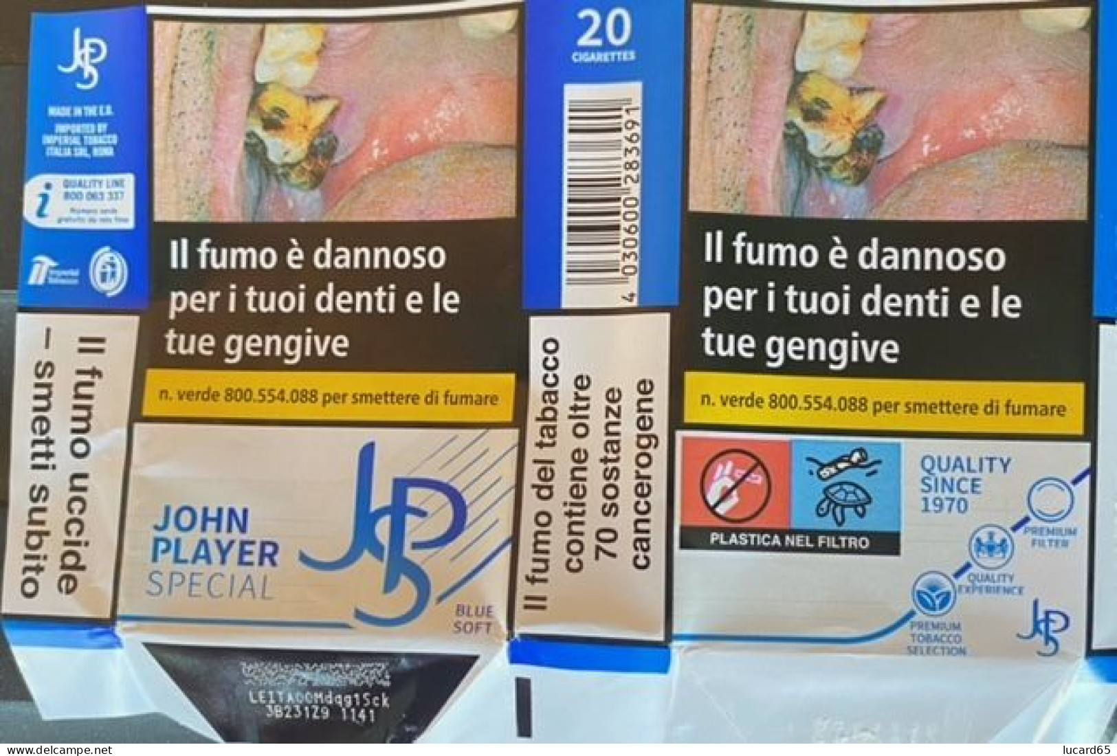 TABACCO - COLLECTORS -  JPS BLUE - JOHN PLAYER SPECIAL EMPTY SOFT PACK ITALY - - Boites à Tabac Vides