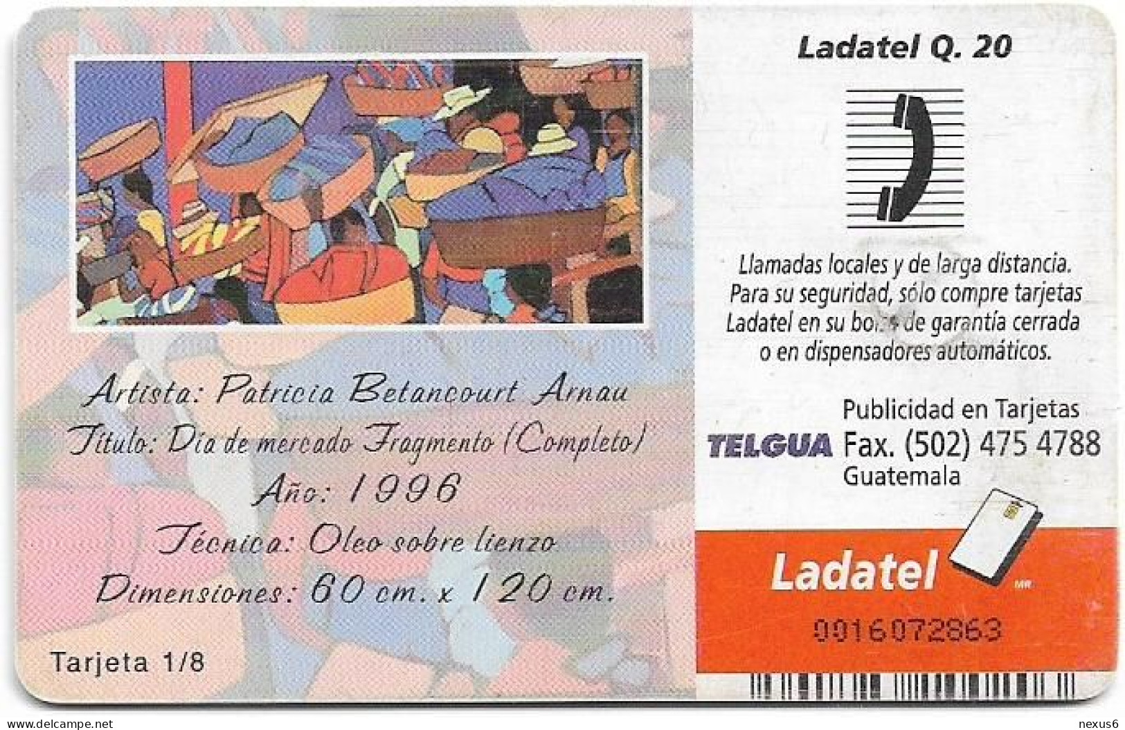 Guatemala - Telgua Ladatel - Instantes De Guatemala 1/8, Gem5 Red, 2002, 20Q, Used - Guatemala