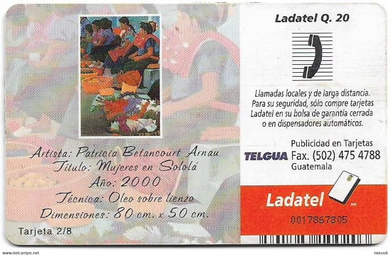 Guatemala - Telgua Ladatel - Instantes De Guatemala 2/8, Gem5 Red, 2002, 20Q, Used - Guatemala