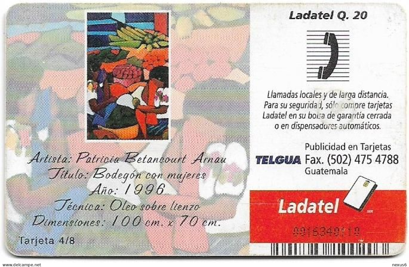 Guatemala - Telgua Ladatel - Instantes De Guatemala 4/8, Gem5 Red, 2002, 20Q, Used - Guatemala