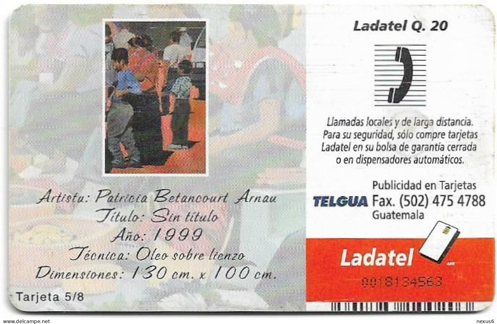 Guatemala - Telgua Ladatel - Instantes De Guatemala 5/8, Gem5 Red, 2002, 20Q, Used - Guatemala