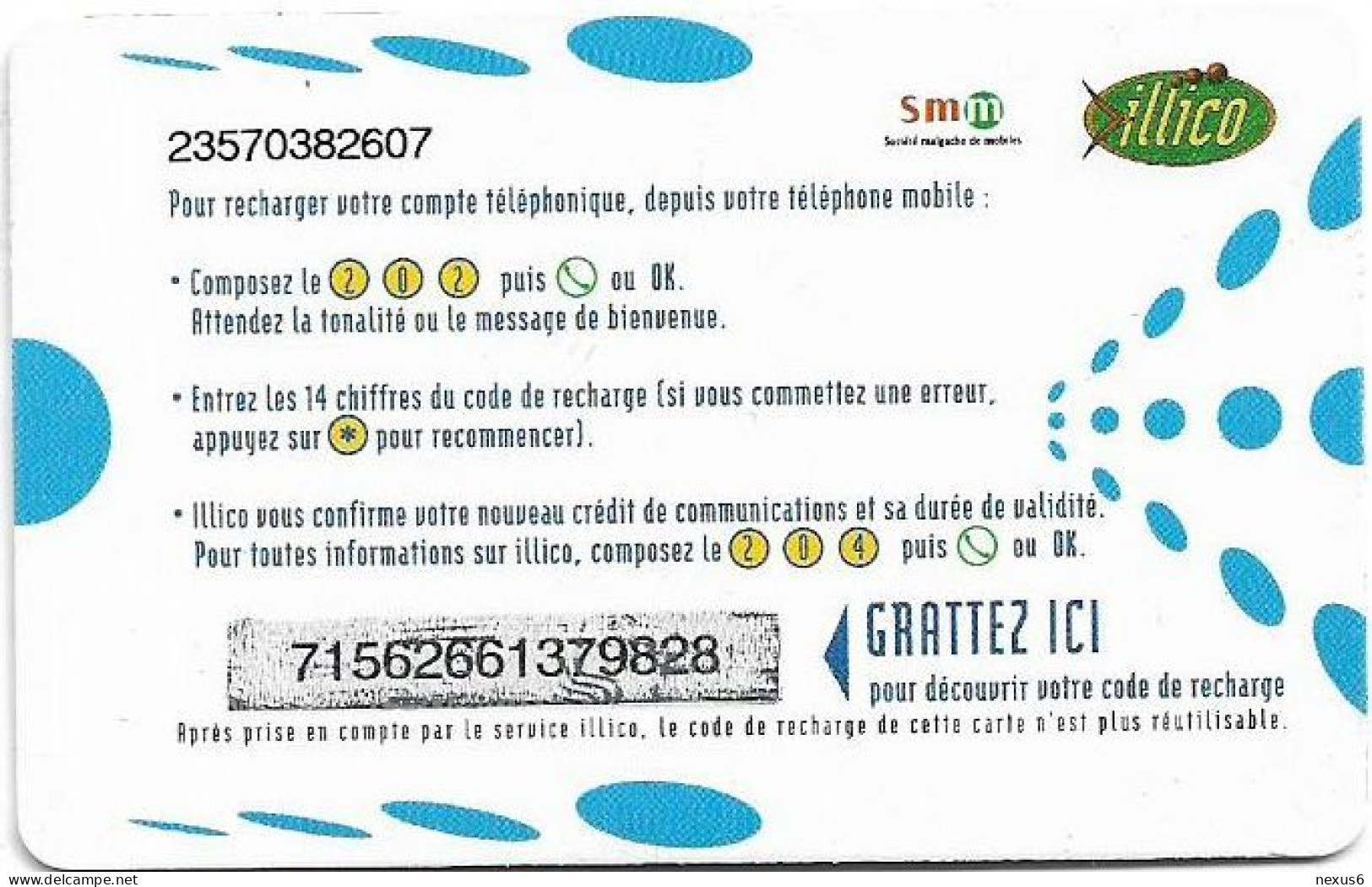 Madagascar - Illico - Antaris Blue Phone, GSM Refill 75.000Fmg, Used - Madagascar