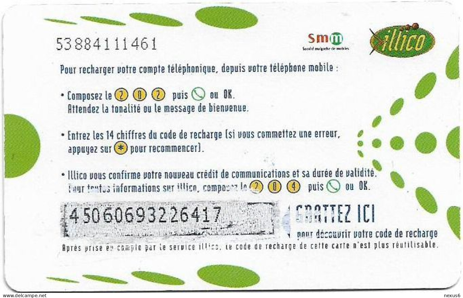 Madagascar - Illico - Antaris Green Phone, Thin CN, GSM Refill 25.000Fmg, Used - Madagascar