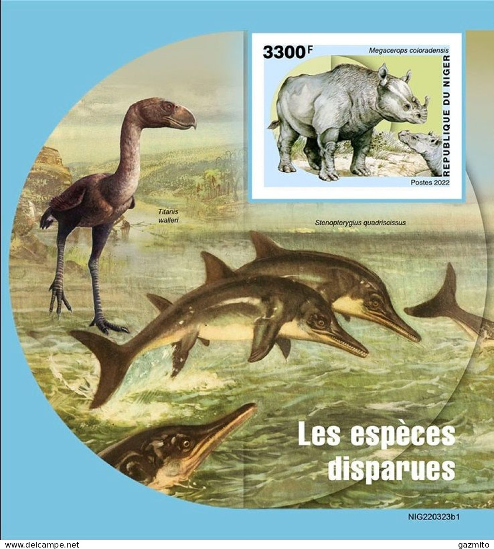 Niger 2022, Animals Extinct, Rhino, Dolphins, BF IMPEFORATED - Dauphins