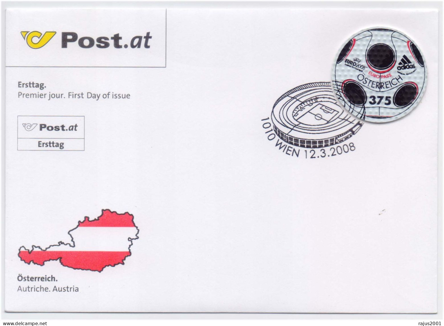 UEFA Euro Football Championship, Adidas Stamp Made Of Polyurethane ODD UNUSUAL, Superb Condition Austria FDC - Errori Sui Francobolli