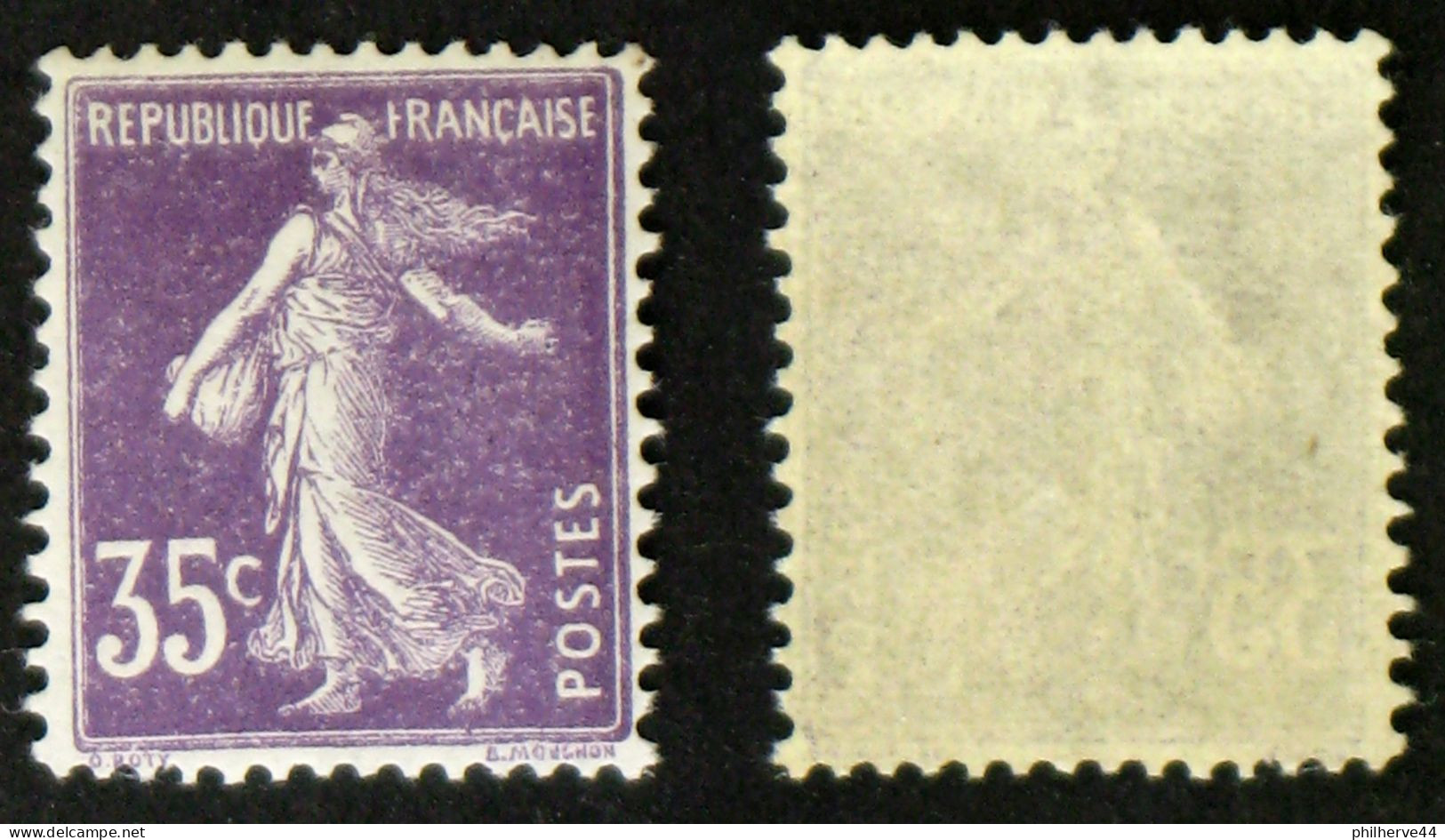 N° 142 35c Violet SEMEUSE TB Neuf N** Cote 30€ - 1906-38 Semeuse Camée