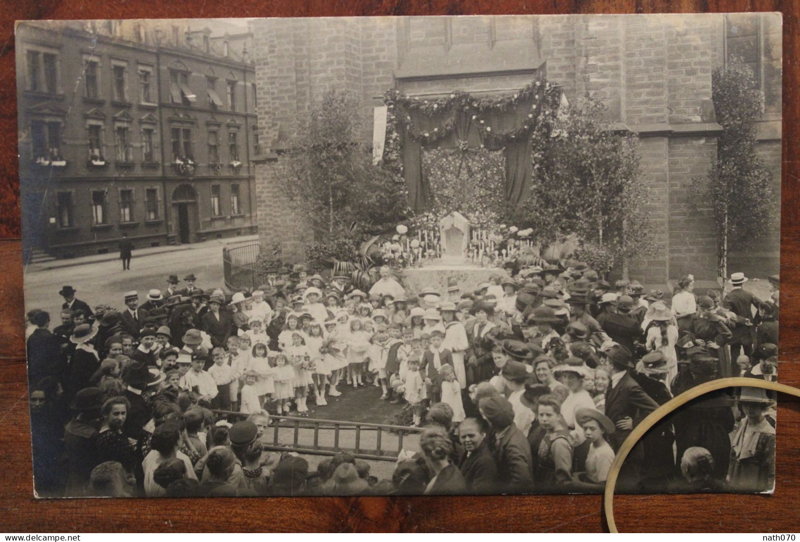 1920 Carte Photo Sarre Saar Saarbrücken AK Cpa Occupation Française France Allemagne Animée Fête Dieu - Saarbrücken