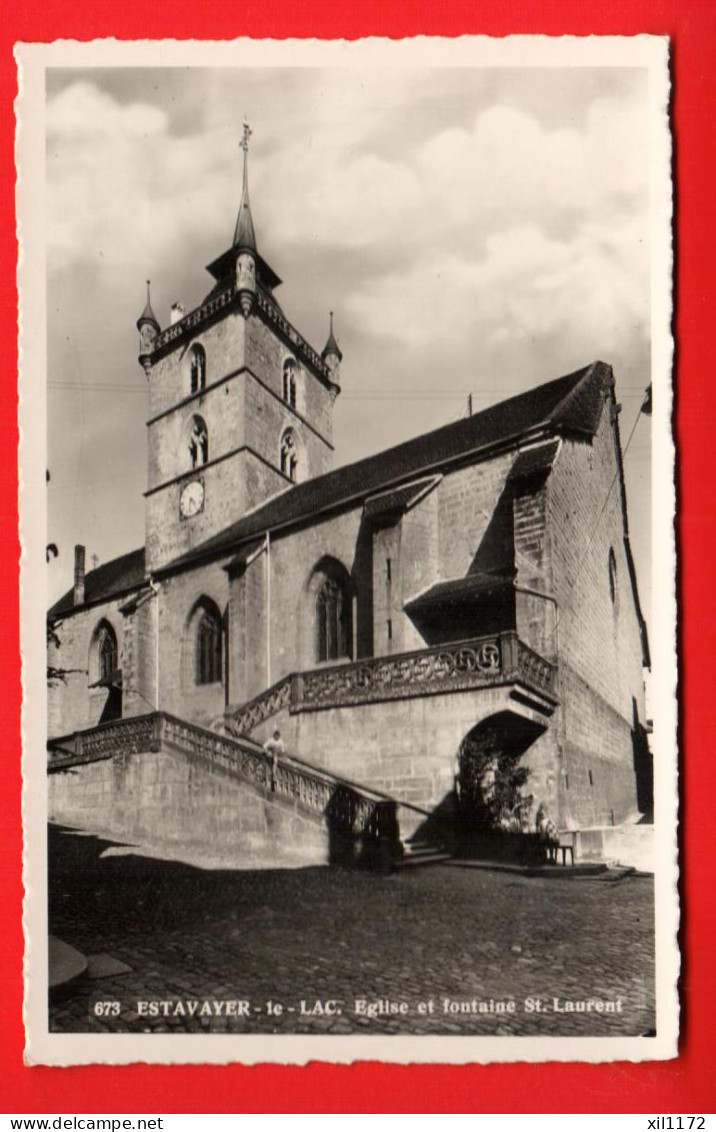 KAT-36  Estavayer-le-lac Eglise Et Fontaine St.-Laurent. Savigny 673. Circ. 1952 - Estavayer