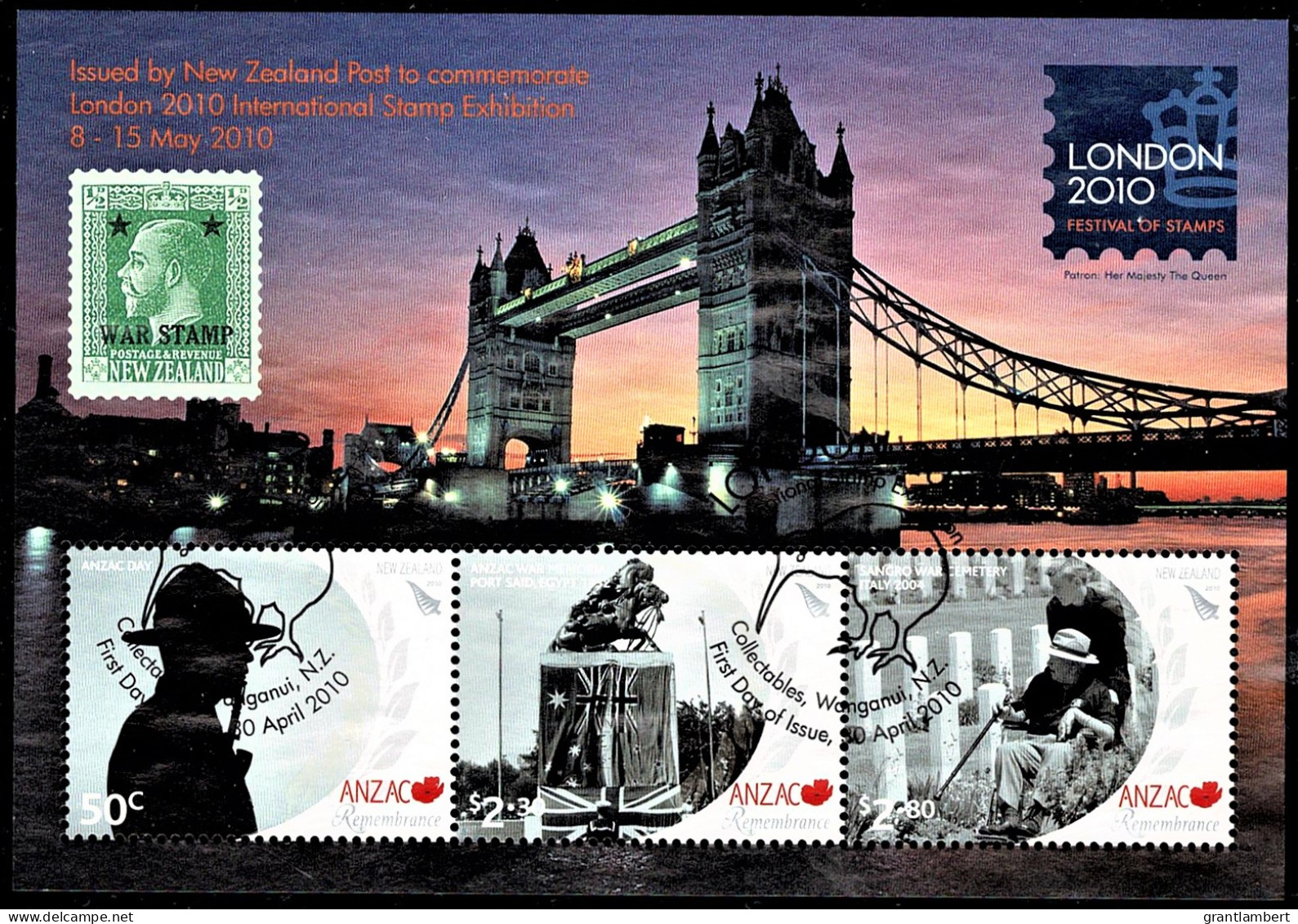 New Zealand 2010 London Exhibition ANZAC Minisheet Used - Gebraucht