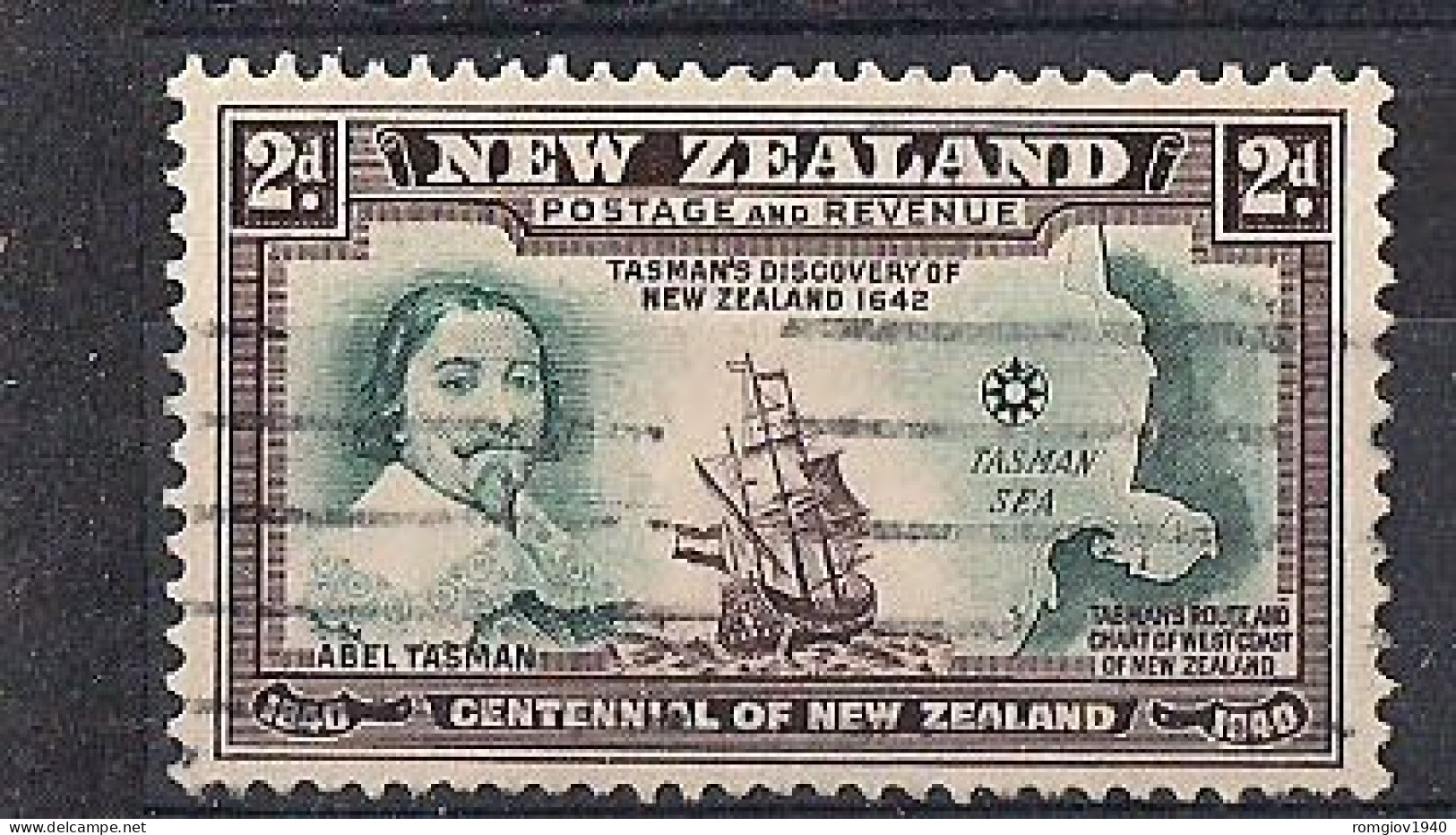 NUOVA ZELANDA  1940 CENTENARIO DELLA SOVRANITA' BRITANNICA  UNIF. 296 USAO VF - Used Stamps
