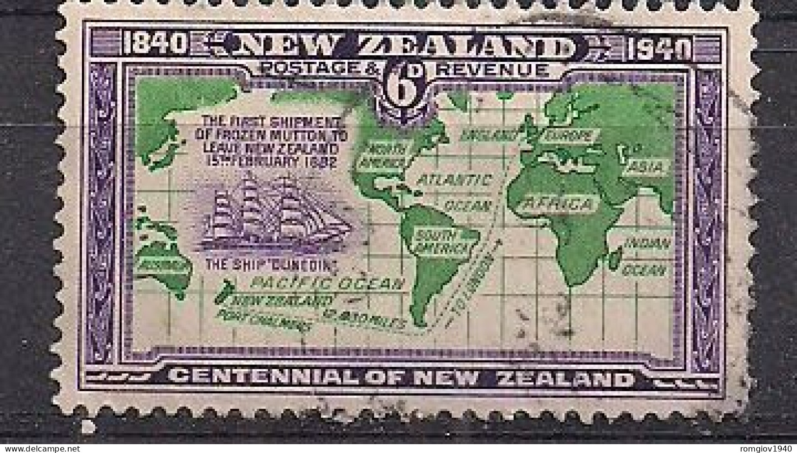 NUOVA ZELANDA  1940 CENTENARIO DELLA SOVRANITA' BRITANNICA  UNIF. 301  USATO VF - Used Stamps
