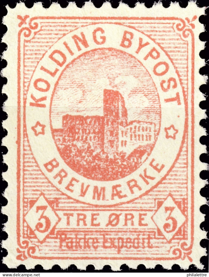 DANEMARK / DENMARK - 1888 - KOLDING Local Post 3 øre Rose - No Gum - Local Post Stamps