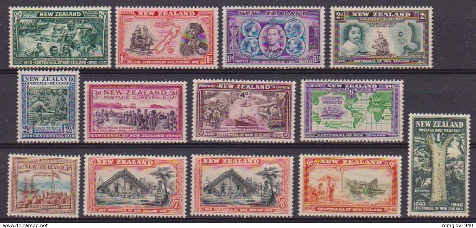 NUOVA ZELANDA  1940 CENTENARIO DELLA SOVRANITA' BRITANNICA  UNIF. 293-305  MLH VF+++++++++++++++++ - Unused Stamps