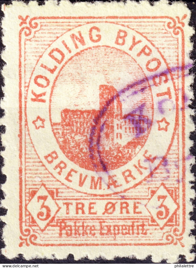 DANEMARK / DENMARK - 1888 - KOLDING Local Post 3 øre Rose - VF Used -i - Ortsausgaben