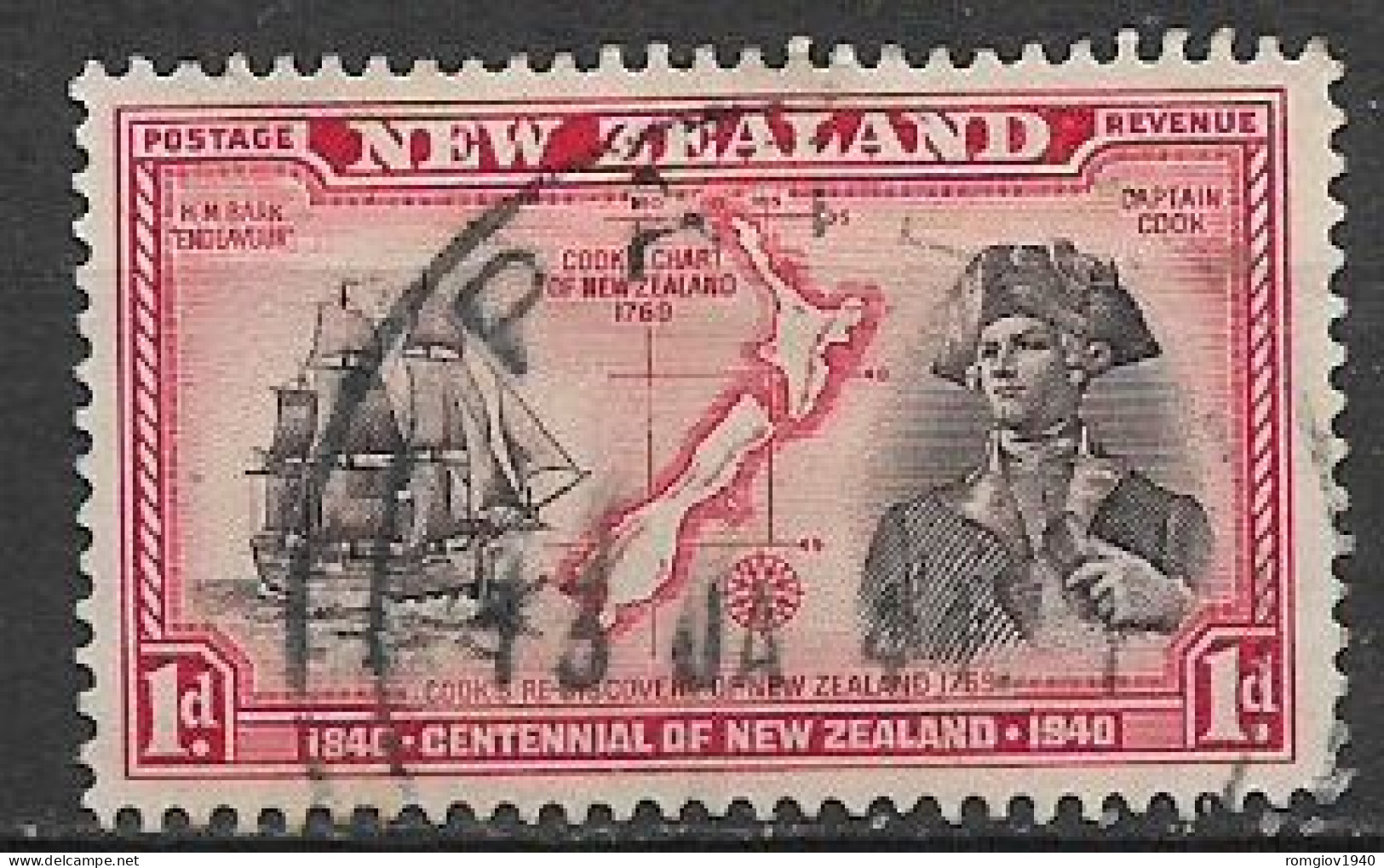 NUOVA ZELANDA  1940 CENTENARIO DELLA SOVRANITA' BRITANNICA  UNIF. 294 USATO VF - Used Stamps