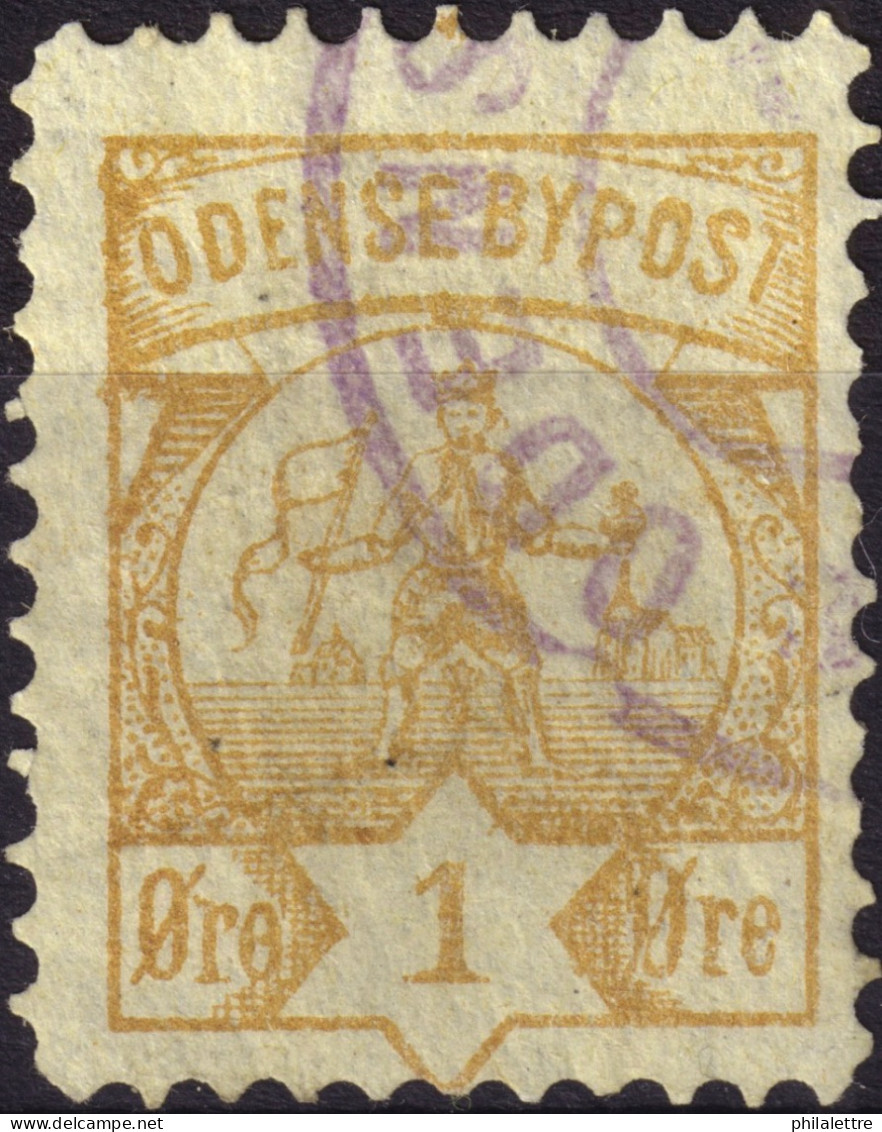 DANEMARK / DENMARK - 1886 - ODENSE Local Post 1 øre Chrome Yellow (thin Paper) - VF Used - Lokale Uitgaven