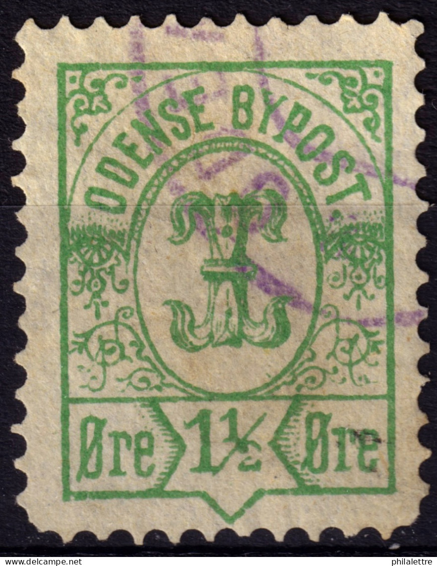 DANEMARK / DENMARK - 1887 - ODENSE Local Post 1-1/2 øre Green - VF Used - Emisiones Locales