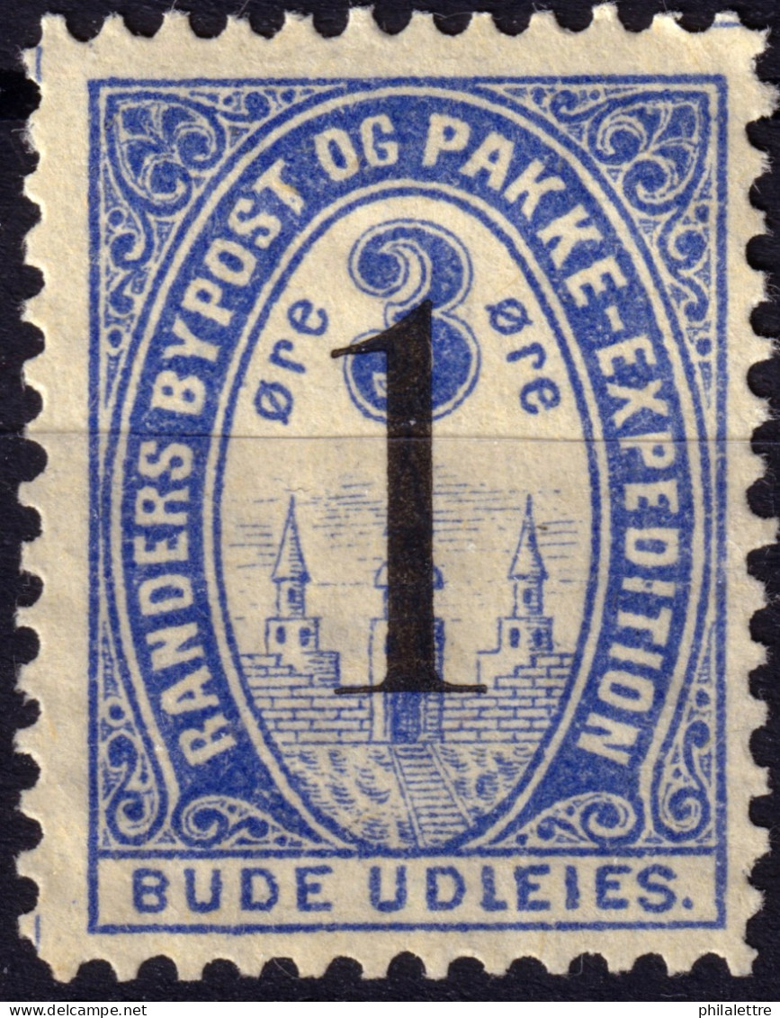 DANEMARK / DENMARK - 1887 - RANDERS Local Post 1 On 3 øre Blue Letterpress O/P - No Gum - Emissioni Locali