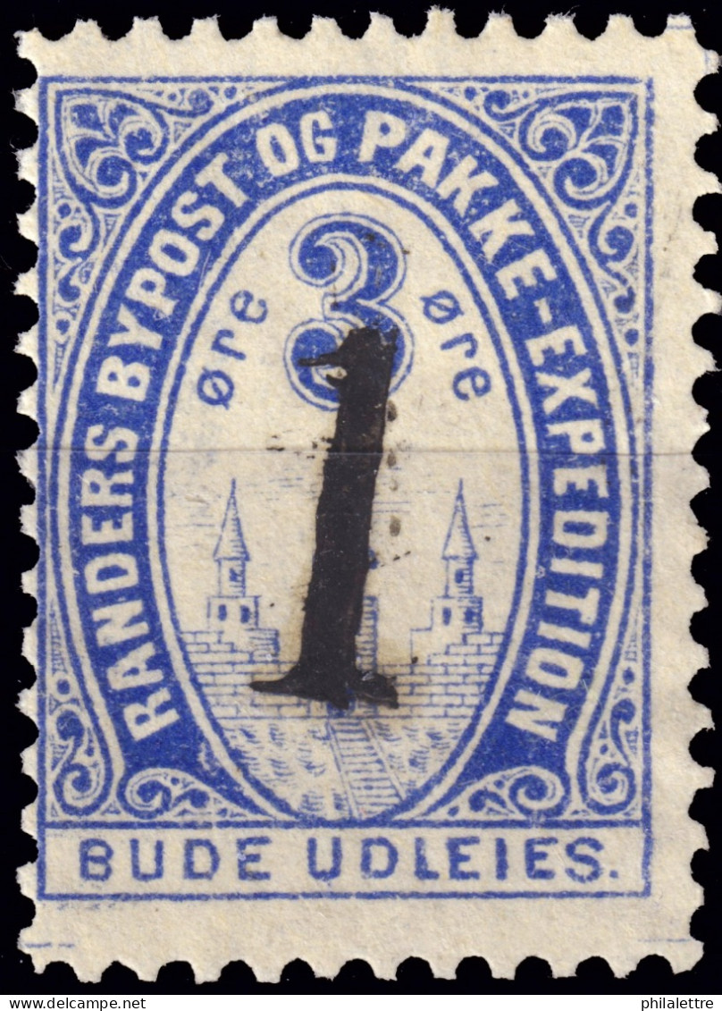 DANEMARK / DENMARK - 1887 - RANDERS Local Post 1 On 3 øre Blue Manual Overprint - No Gum -d - Emisiones Locales