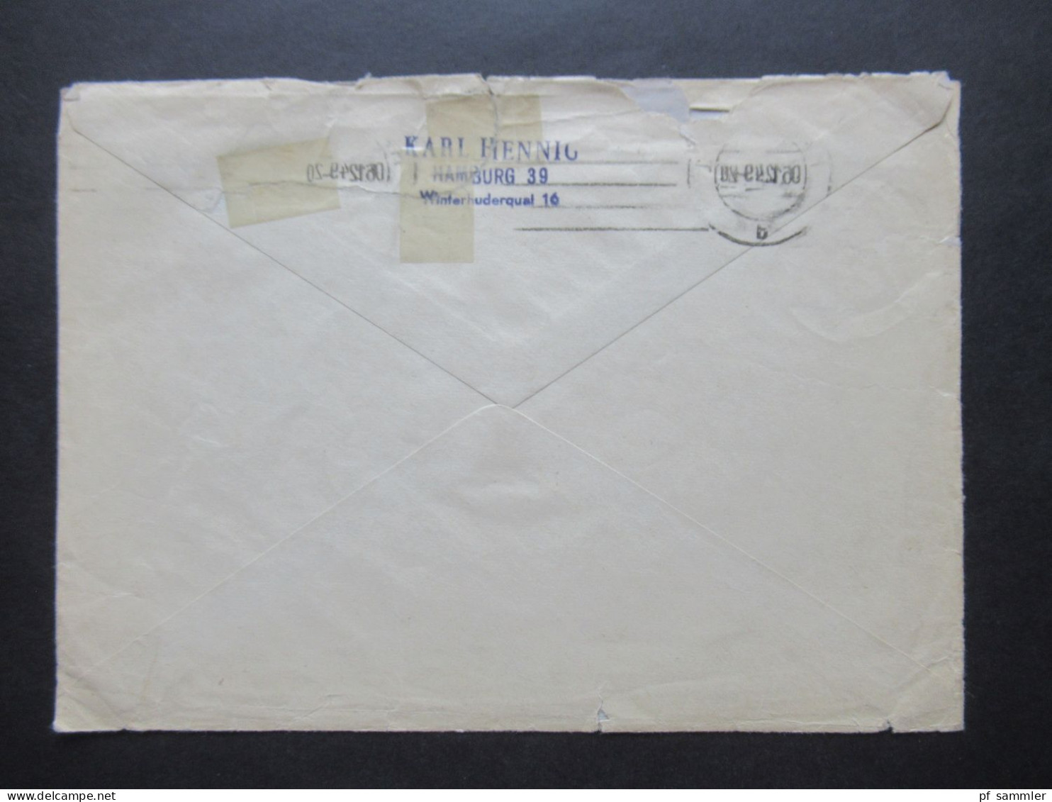 Französische Zone 1949 Baden Nr.53 (3) MeF Conradin Kreutzer Auslandsbrief Verwendung In Hamburg - London (GB) - Baden