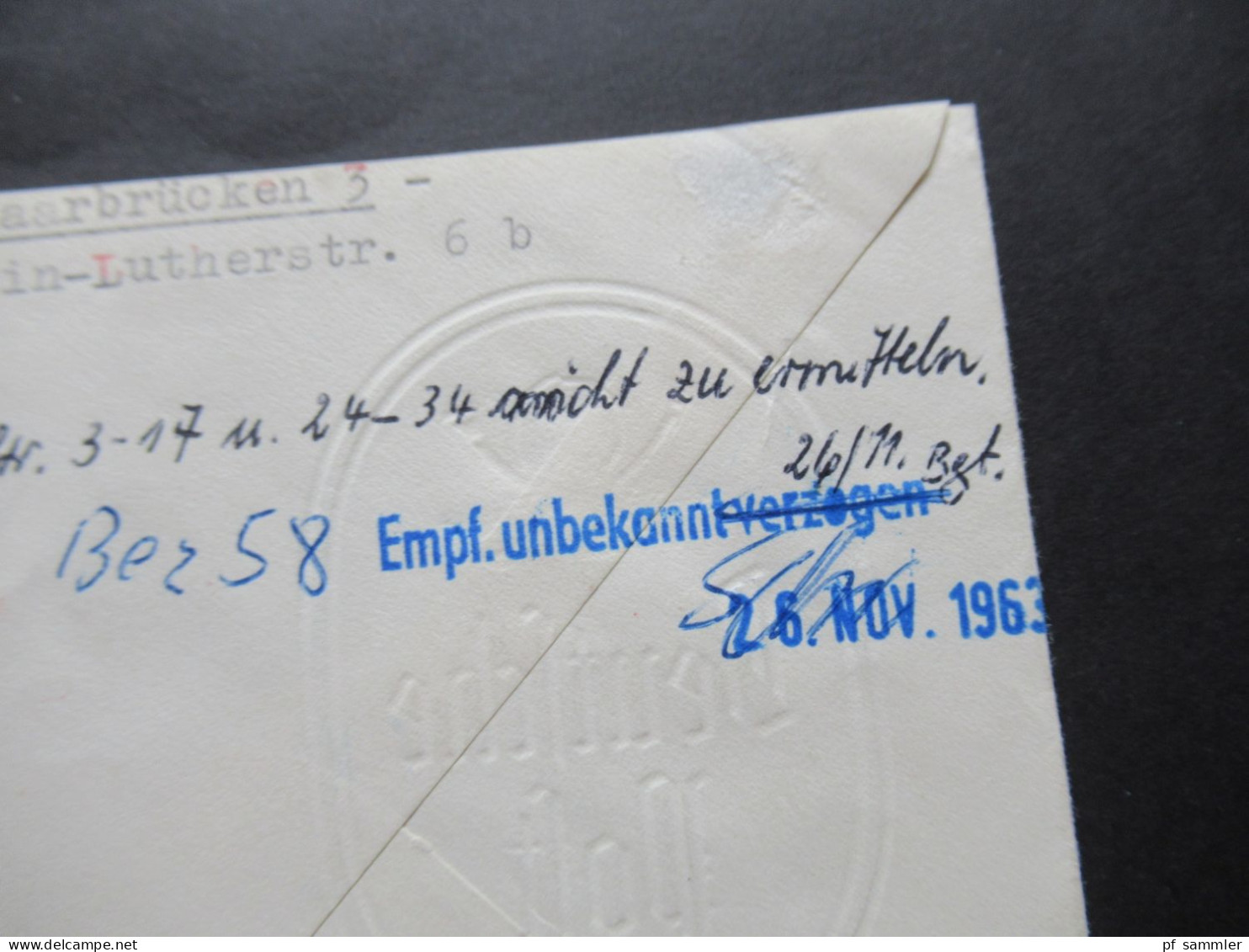 1963 Postkrieg Berlin / DDR Roter Stempel L2 Berlin Hauptstadt Deutschlands - Nicht Der Sowjetzone / Zurück Stempel - Brieven En Documenten