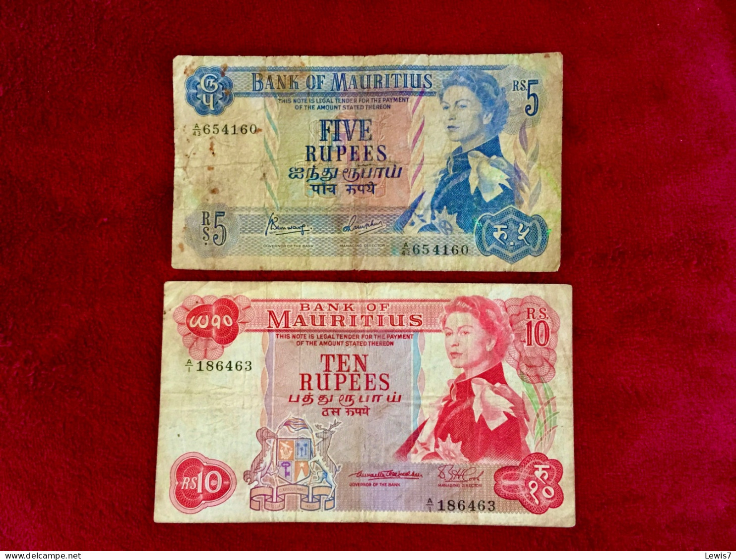 Set Of 2 Banknotes MAURITIUS - QUEEN Elisabeth II - Mauritius