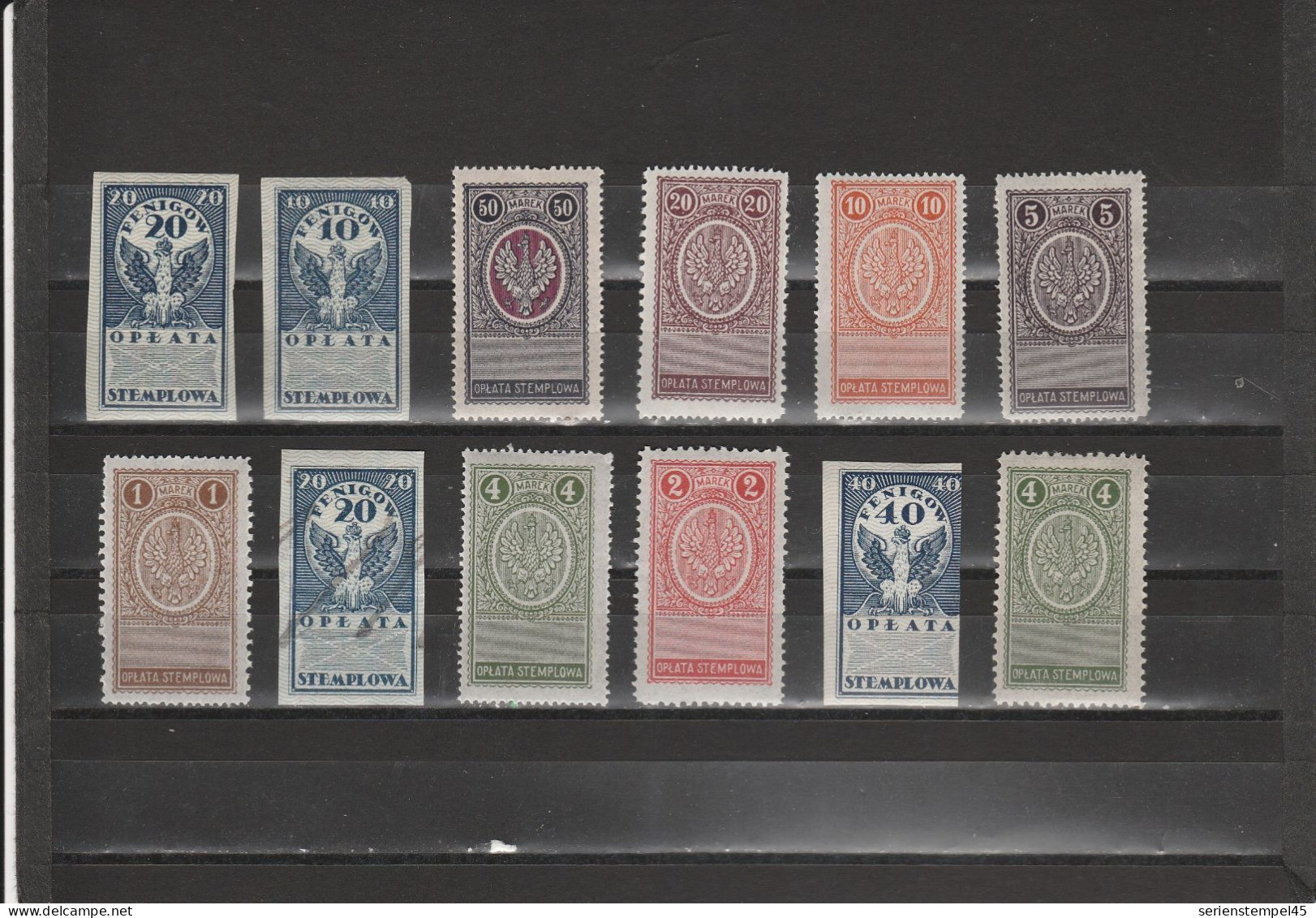 Polen  1919-1939 Republik Steuermarken 12 Verschiedene Siehe Bild - Revenue Stamps