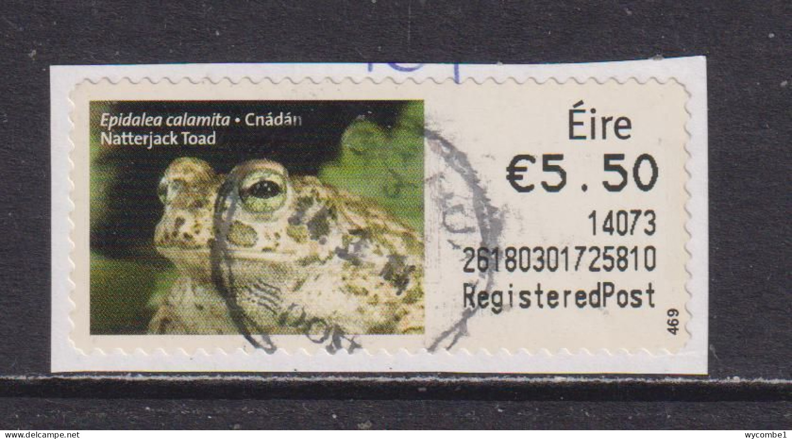 IRELAND  -  2013 Natterjack Toad SOAR (Stamp On A Roll)  CDS  Used On Piece As Scan - Oblitérés