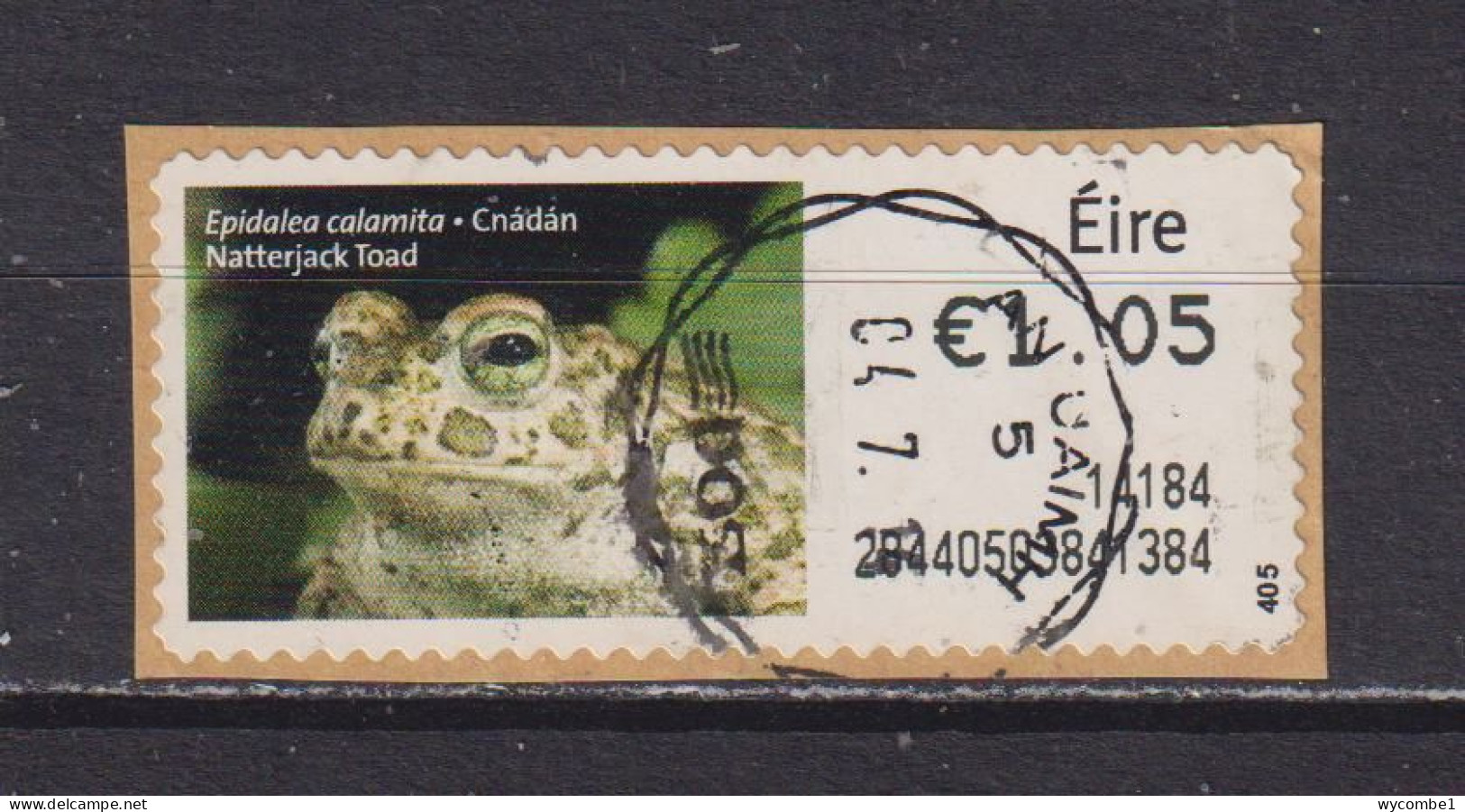 IRELAND  -  2013 Natterjack Toad SOAR (Stamp On A Roll)  CDS  Used On Piece As Scan - Oblitérés