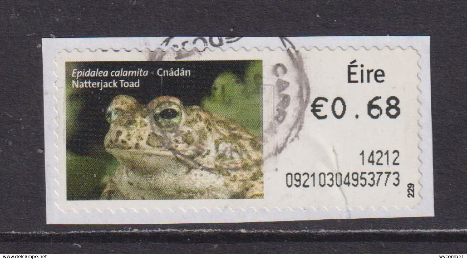 IRELAND  -  2013 Natterjack Toad SOAR (Stamp On A Roll)  CDS  Used On Piece As Scan - Oblitérés