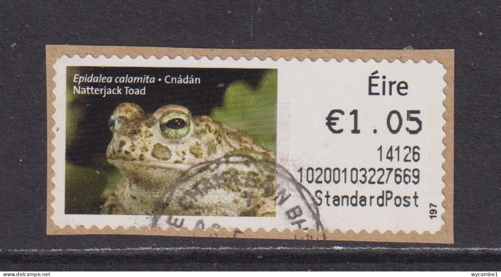 IRELAND  -  2013 Natterjack Toad SOAR (Stamp On A Roll)  CDS  Used On Piece As Scan - Oblitérés