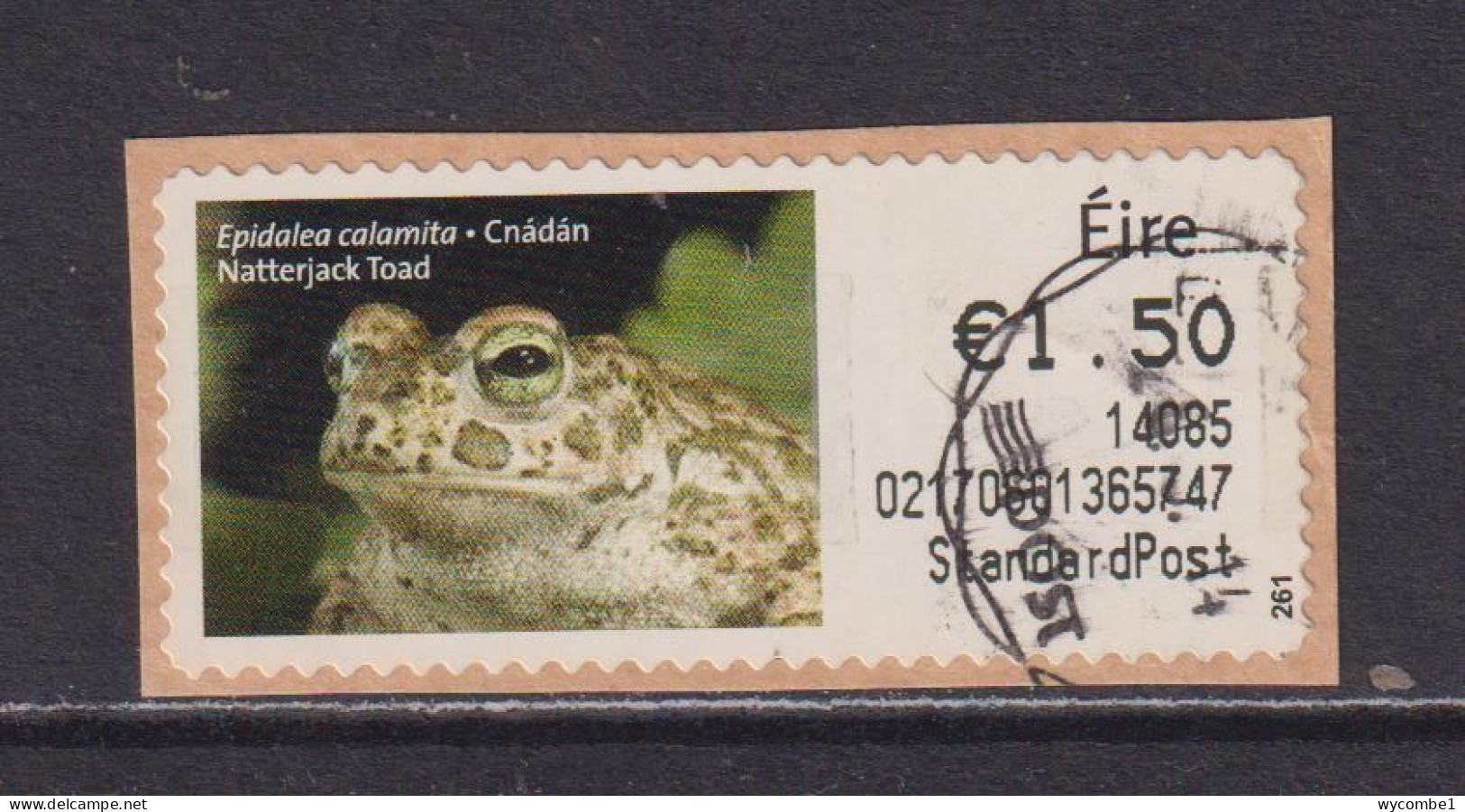 IRELAND  -  2013 Natterjack Toad SOAR (Stamp On A Roll)  CDS  Used On Piece As Scan - Oblitérés