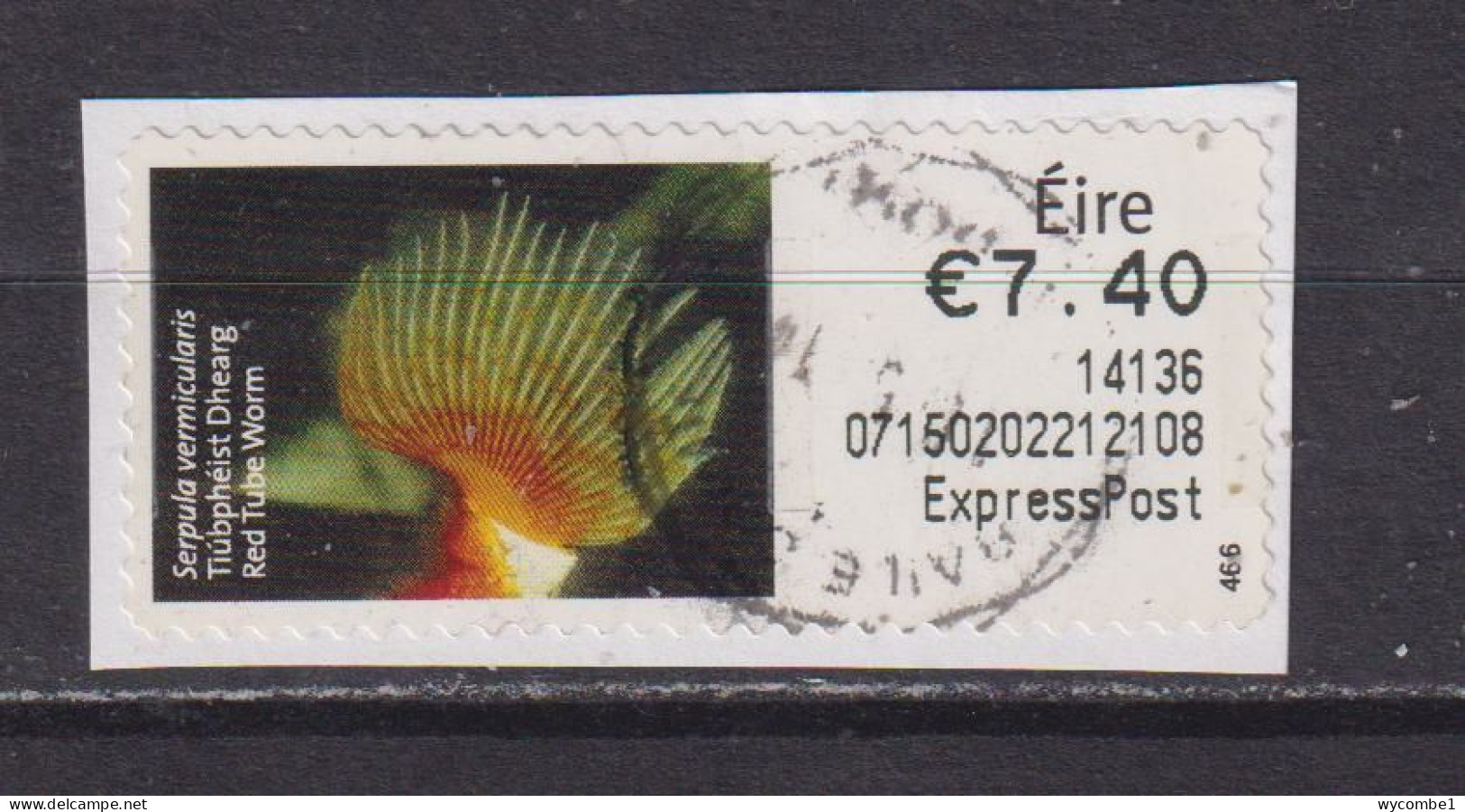 IRELAND  -  2013 Red Tube Worm SOAR (Stamp On A Roll)  CDS  Used On Piece As Scan - Oblitérés