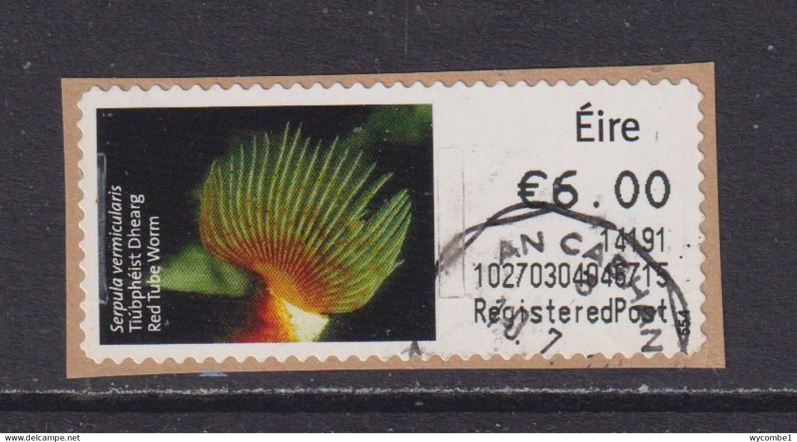 IRELAND  -  2013 Red Tube Worm SOAR (Stamp On A Roll)  CDS  Used On Piece As Scan - Used Stamps