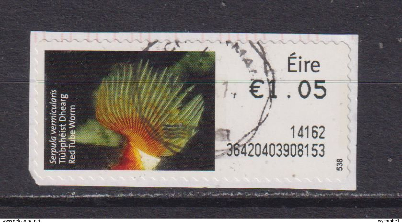 IRELAND  -  2013 Red Tube Worm SOAR (Stamp On A Roll)  CDS  Used On Piece As Scan - Used Stamps