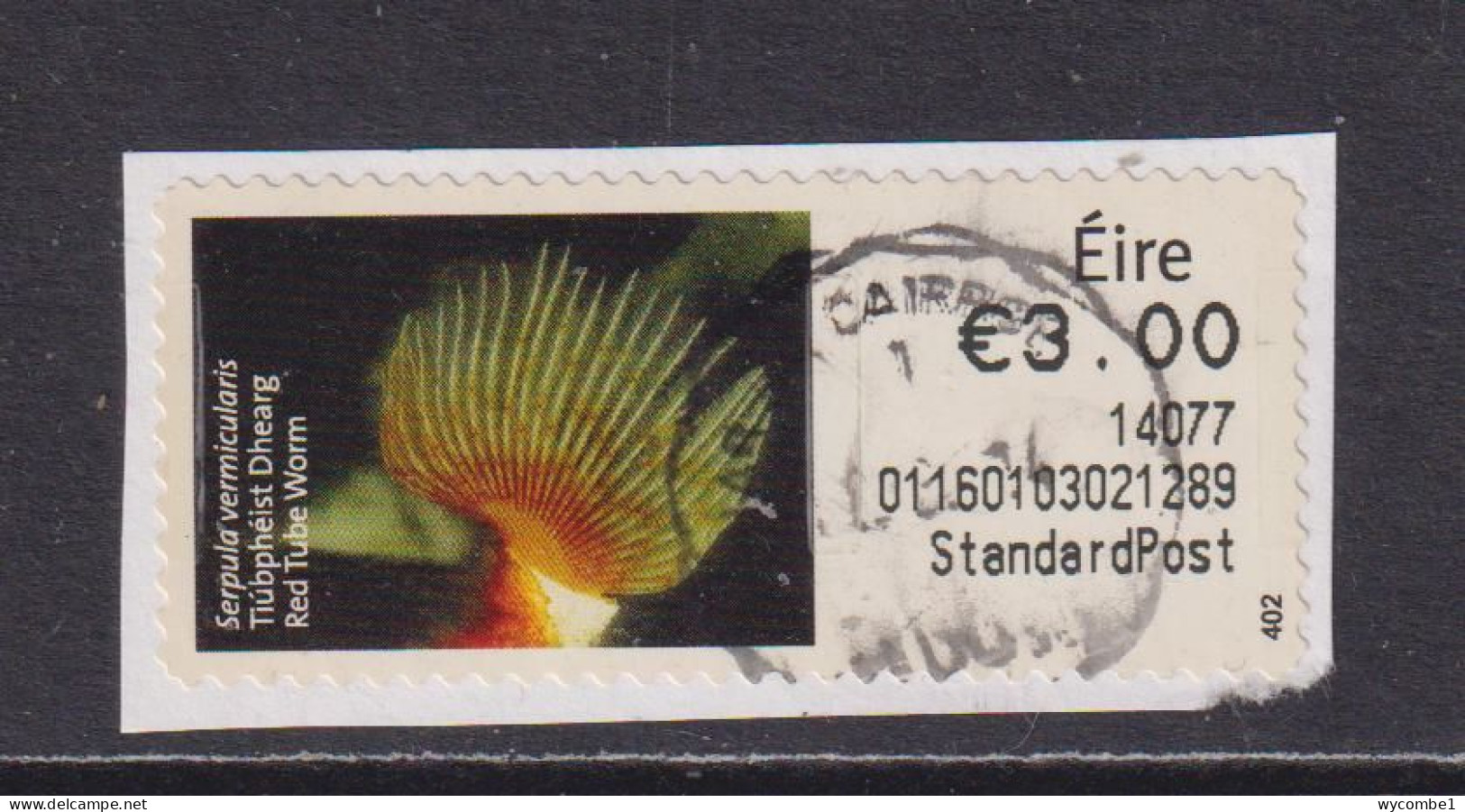 IRELAND  -  2013 Red Tube Worm SOAR (Stamp On A Roll)  CDS  Used On Piece As Scan - Oblitérés