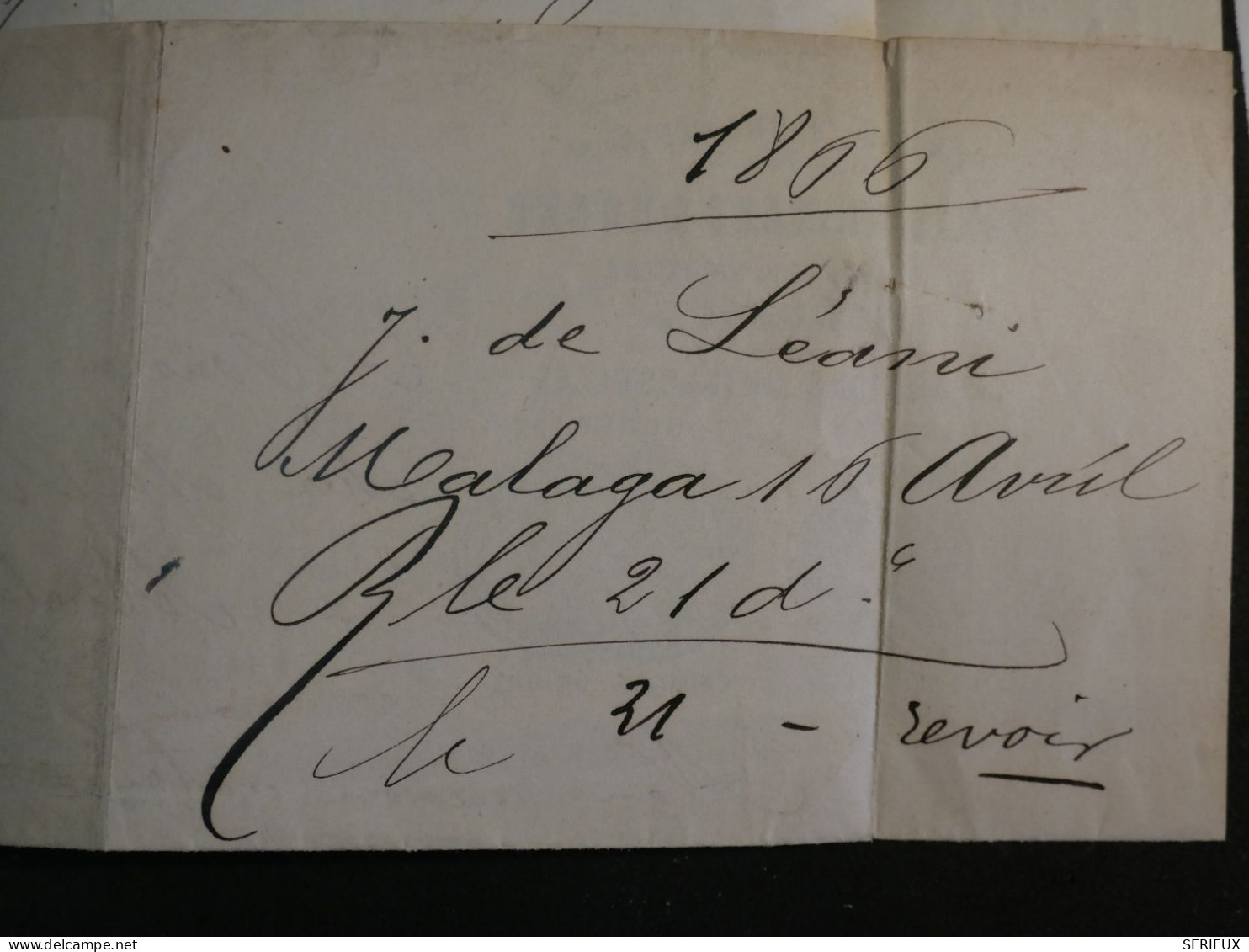 BP20 FRANCE BELLE LETTRE RRR  EN PORT 1865 BORDEAUX A MALAGA ESPANA    + NAPOLEON N° 23 + AFF. INTERESSANT+ + - 1862 Napoléon III